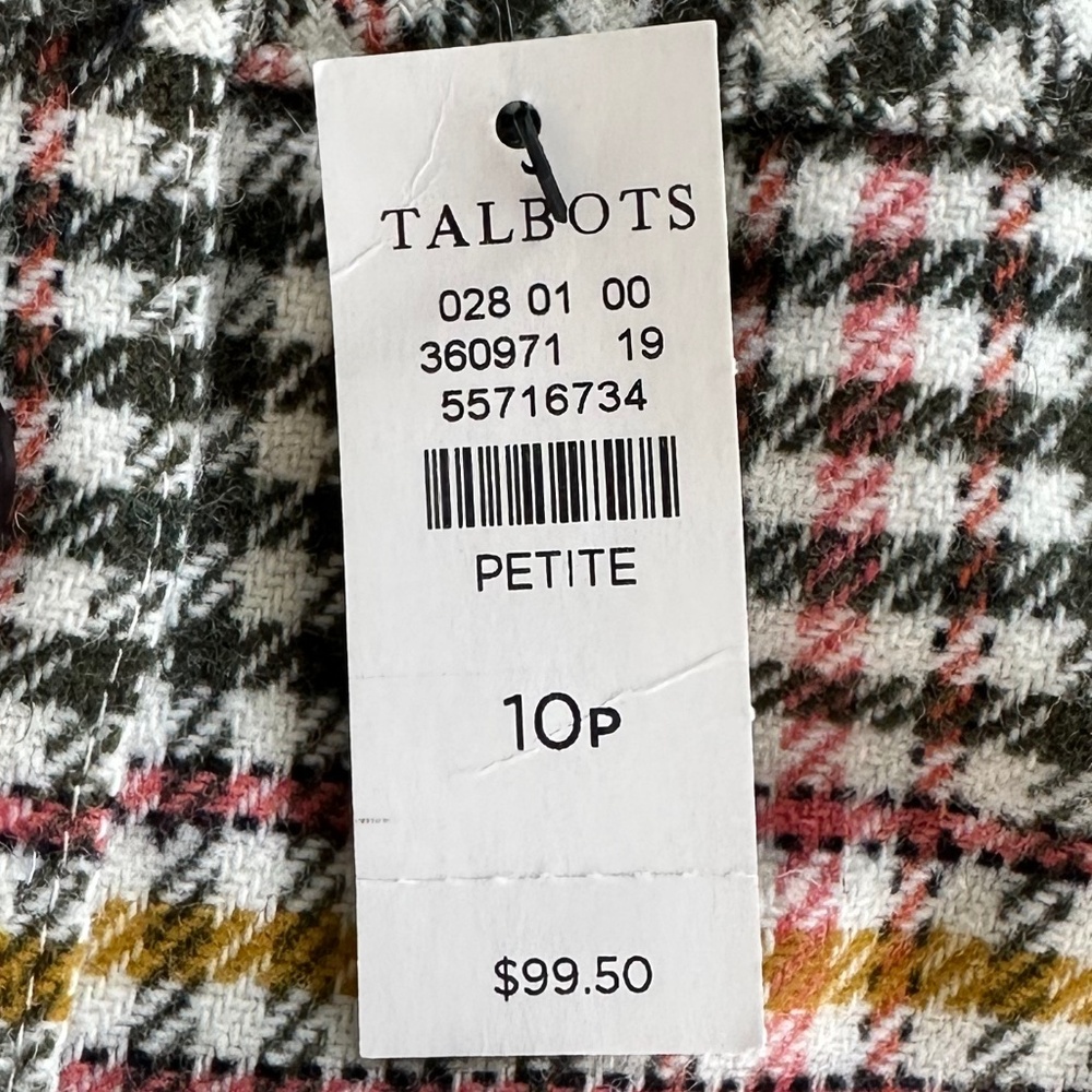 Talbots Wool Blend Houndstooth Button-Front Skirt 10P Casual Academia Office NWT - Picture 7 of 11
